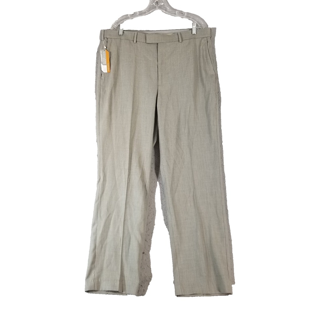 Savane Dress Pants Men 38x32 Gray Sharkskin No Iron Straight Fit Performance